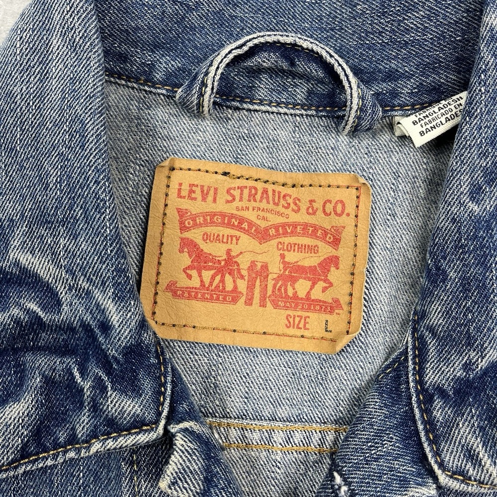 Levis Trucker Jacket Mens Large Blue Denim Type 3 Faded - Picture 4 of 14
